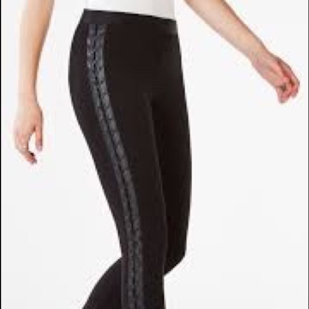 BCBGMaxAzria Black Jaims (Vegan)Leather Lace Up Ponte Legging Pants‎ xs